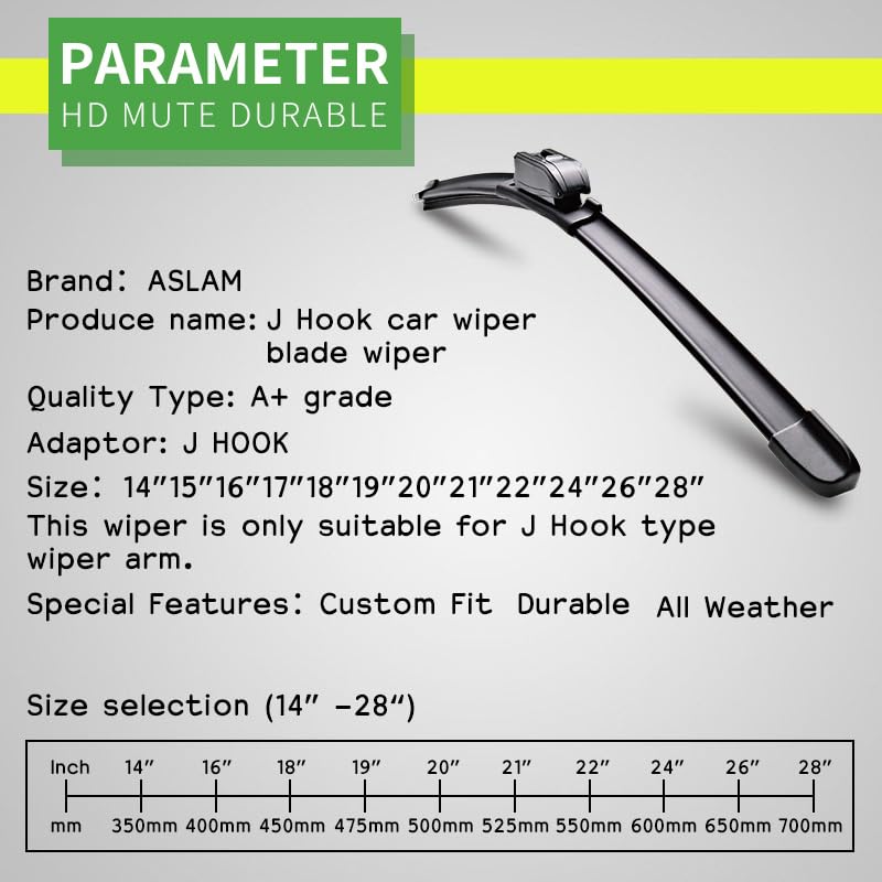 ASLAM Windshield Wipers,ASLAM Type-G 26"+14" Wiper Blades:All-Season Blade for Original Equipment Replacement and Refills Replaceable,Double Service Life(set of 2) - Image 3